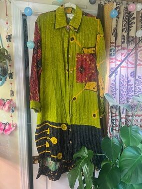 Kantha Bae Good vibes shirt jacket duster dress